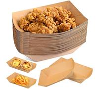 GOEDCH 100 Piezas Cuencos de Cartón: Bandejas de Cartón Kraft con Recubrimiento, Forma de Barco Cuenco Madera para Curry, Salchicha, Hot Dog, Ensalada, Papas Fritas, Sushi(18 x 12 x 4 cm)