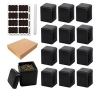 GOEDCH 12 unidades de latas de té rectangulares: latas de té clásicas para té suelto, incluye 16 etiquetas y tiza líquida, hermética, de metal, color negro, rectangular, para té, café, azúcar, 7 x 7 x