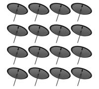 GOEDCH 16 Piezas Juego de Portavelas de Adviento: Portavelas de Adviento de Metal de 6 cm, Tapones para Velas de Navidad, Bandejas para Velas de Adviento para Decoración de Mesa de Adviento, Negro
