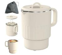 GOEDCH 1L Hervidor Plegable: Hervidor Portátil para Acampar con Bolsa de Almacenamiento y Soporte para Huevos al Vapor, hervidor Eléctrico Blanco de Acero Inoxidable, Viajes al Aire Libre