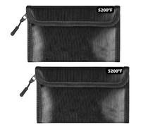 GOEDCH 2 bolsas de dinero ignífugas: 20,3 x 12,7 cm, aislamiento térmico, bolsa ignífuga con cremallera, bolsillos para documentos para pasaporte, tarjetas bancarias, billetes y pequeños, color negro