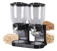 GOEDCH 2 dispensadores de cereales dobles: 4 L, dispensador de cereales transparente con doble barril, dispensador hermético de copos de maíz, para cocina, despensa, cereales, dulces, 41 x 19,5 x 34