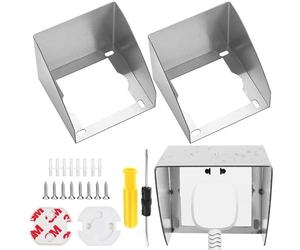 GOEDCH 2 piezas Exterior Cubierta Enchufe: Tapa Enchufes Pared Inoxidable e Protector Enchufes, Protectora para Enchufe De Interruptor Caja con Tornillos Tubos de Expansión Destornilladores