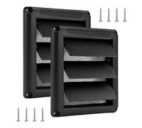GOEDCH 2 rejillas de protección contra la intemperie con láminas móviles: 100 mm de diámetro, rejilla de ventilación con movible, red para insectos y tornillos, dimensiones exteriores 150 x 150 mm