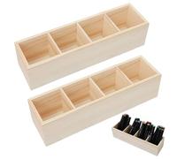 GOEDCH 2 soportes para lápices de madera: portalápices de madera con 4 compartimentos, práctico organizador para bolígrafos, lápices y tijeras para oficina y hogar, diseño ecológico