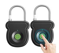 GOEDCH 2 unidades de candado inteligente de huellas dactilares: 0,5 s de desbloqueo tipo C de huella dactilar con llave USB, pequeño candado inteligente para taquilla, gimnasio, oficina, casa, jardín
