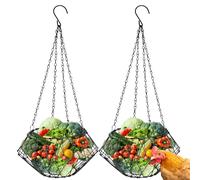 GOEDCH 2 unidades de comederos automáticos para pollos, verduras, 30,5 x 30,5 cm, plegable, bolsa de malla de acero inoxidable con 4 cadenas, comedero para pollos, patos, gansos, pájaros