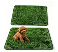 GOEDCH 2 unidades de inodoros para perros con césped artificial: 58 x 46 cm para el hogar, borde reutilizable, inodoro para perros para apartamento, balcón, casa, así como para entrenamiento de perros