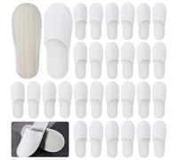 GOEDCH 20 pares de zapatillas antideslizantes desechables con dedos cerrados: mullidas pantuflas blancas de 5 mm, diseño antideslizante, unisex, juego de zapatillas blancas para invitados, para hotel