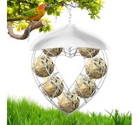 GOEDCH 24 × 7 cm Anillo de alimentación de sebo de metal para bolas de sebo, comedero de pájaros colgante soporte para bolas de maíz colgantes, comedero de bolas de sebo para jardín