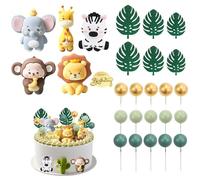 GOEDCH 27 piezas Animales Cumpleaños Decoración para Pasteles: Decoración para Pasteles Animales Bosque con Tema Bosque, Pasteles de la Selva, Decoración de Cumpleaños, Safari Zoo Cake Topper para