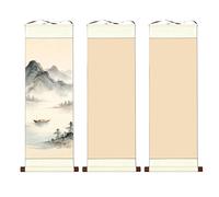 GOEDCH 3 rollos de caligrafía china vacíos para colgar: 80 x 30 cm, rollo de caligrafía, rollos de papel en blanco con varillas de madera para caligrafía y pintura de tinta (dorado)