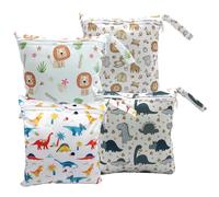 GOEDCH 4 bolsas de humedad para guardería: 28 × 30 cm, impermeable, protección de TPU, bolsa de pañales, reutilizable, para guardería, viajes, natación