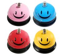GOEDCH 4 campanas de mesa: timbre de mesa de metal con timbre nítido, campana de servicio de 4 colores, timbre de llamada de diseño sonriente, timbre de mesa, timbre de recepción, para restaurantes