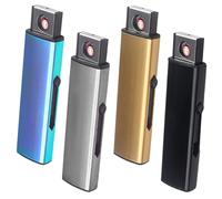 GOEDCH 4 mecheros electrónicos: encendedor resistente al viento con puerto USB, doble cara, USB, mini eléctrico para cocina, barbacoa, camping (sin gas)