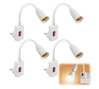 GOEDCH 4 Piezas Portalámparas E27 con Enchufe: Adaptador de Enchufe E27, E27 Pinza de Luz Cuello de Cisne Ajustable 360°, Lampara Enchufe LED, Sin Bombilla para Dormitorios, Cocinas, Pasillos