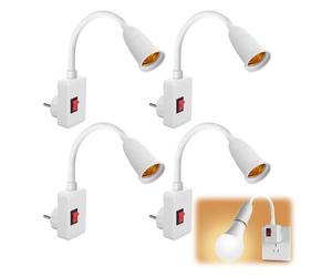 GOEDCH 4 Piezas Portalámparas E27 con Enchufe: Adaptador de Enchufe E27, E27 Pinza de Luz Cuello de Cisne Ajustable 360°, Lampara Enchufe LED, Sin Bombilla para Dormitorios, Cocinas, Pasillos