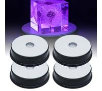 GOEDCH 4 unidades de base redonda de luz LED: soporte de pantalla LED con 7 colores de luz, 3 pilas AAA, funciona con cambio de color, base de luz para cristales, figura artística de cristal