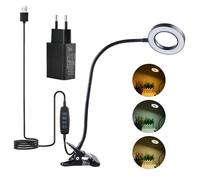 GOEDCH 5 lupas con luz: lupa con luz y soporte, luz de lectura LED regulable con pinza USB para manualidades, lectura, costura, personas mayores