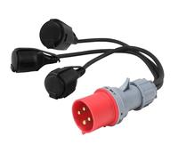 GOEDCH - Adaptador de corriente fuerte CEE: 400 V 16 A Acoplamiento CEE 3 x 230 V, distribuidor de sector versátil para aparatos de corriente fuerte, dispensador de energía consumida para talleres e