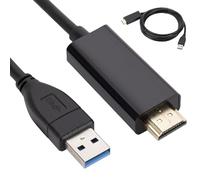 GOEDCH Adaptador USB a HDMI 1.8m Cable - USB 3.0/2.0 con Audio y Video para PC, Portátil, HDTV TV Compatible con Windows 7/8/8.1/10/11/MacOS/XP