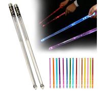 GOEDCH Baquetas de 15 colores con luces LED: 5 A, de material de polímero de policarbonato con cable de carga USB y bolsa de terciopelo, recargable, baqueta iluminada para fiestas y eventos nocturnos