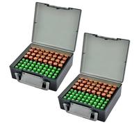 GOEDCH Baterías Caddy Case: 2 unidades organizador de batería de plástico con capacidad para 32 pilas AA y 40 AAA, práctica caja de pilas para el hogar, cocina, almacén (pilas no incluidas)
