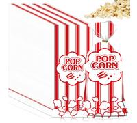 GOEDCH Bolsas de palomitas de maíz: 300 bolsas de palomitas de maíz a rayas, caja pequeña para palomitas de maíz, 12,5 x 27,5 cm, accesorios para celebraciones familiares, fiestas de cumpleaños