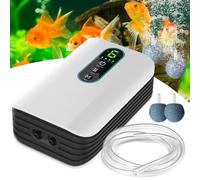 GOEDCH Bomba de Aire para Acuario: Bomba de Oxígeno para Acuario con 2 Salidas, Bomba Aireadora Silenciosa Recargable por USB, Portátil Oxigenador Acuario Bomba para Pesca al Aire Libre, Apagón
