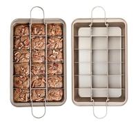 GOEDCH Brownie - Molde para hornear (31,5 x 20 x 4 cm, antiadherente, con divisores, para brownie, con 18 separadores para hornear galletas de pasteles)