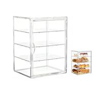 GOEDCH Caja de almacenamiento de pan acrílica: 4 capas de atracción magnética, grande, transparente, con 3 particiones, vitrina de pastelería para cocina, armario, mostrador, apartamento y hogar