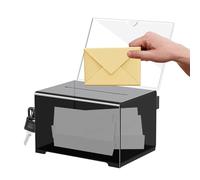 GOEDCH Caja de Donación de Acrílico: Urna de Acrílico con Cerradura, Caja de Donación con Llave, Urna con Soporte para Carteles, Caja de Donación para Comentarios, 155 x 109 x 96 mm, Negro