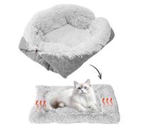 GOEDCH Cama para gatos 2 en 1: cama para mascotas, manta de felpa suave y mullida, sofá para gatos, manta autocalentable lavable, cojín suave para gatos y perros pequeños (61 x 51 cm)