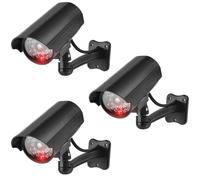 GOEDCH Cámara falsa de 3 unidades: cámara de vigilancia falsa con óptica CCD ajustable, realista y fácil montaje para la seguridad en el hogar, la tienda, el exterior