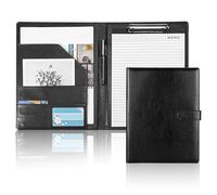 GOEDCH Carpeta A4 de Piel en Negro: Portadocumentos a4 con Cierre Magnético, Carpeta Portafolios con PortaláPices, Tapa con Bisagras, Compartimentos Multifuncional para Oficinas y Reuniones