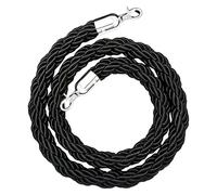GOEDCH Cordón de barrera negro: 1,5 m de cuerda de barrera con gancho, cuerda de cáñamo negra para personas con sistema de guía personal, cuerda de barril, 1,5 m para colas, cinta de barrera para