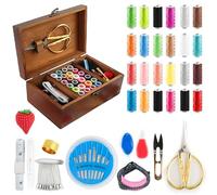 GOEDCH Costurero de Madera Premium con Kit de Costura Completo: Caja Retro con Accesorios para Mamá o Grandma - Regalo Hermoso y Práctico para el Hogar