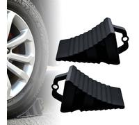 GOEDCH Cuña de rueda con mango: 2 piezas Negro antideslizante Portátil Cuñas para remolques, 20x12x11cm Plástico Cuña de rueda Cuña de freno, Cuñas para caravana, Cuñas de freno para remolques para