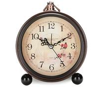 GOEDCH Despertador Analógico Retro: Reloj de Mesa Retro de Estilo Europeo de 5,3 Pulgadas, Alarma Silenciosa de Metal, para Dormitorio y Sala de Estar (11 Negro)