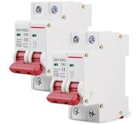 GOEDCH Disyuntor DC: 2 piezas 63 A, 2P, DZ47-63 DC Interruptor de Protección Fotovoltaica, Miniatura Aislador de Sistema Fotovoltaico Solar Protección Interruptor de Aire para iluminación residencial