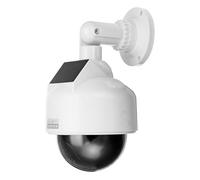 GOEDCH Dummy Speed Dome con energía solar: falsa cámara de vigilancia falsa con LED rojo intermitente, resistente al agua, funciona con energía solar, cámara falsa solar para interiores y exteriores