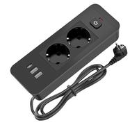 GOEDCH enchufe 4 en 1: mesa empotrable con 2 USB B y 1 tipo C, negro, 1,8 m para escritorio, sala de conferencias, cocina, mesa de sofá