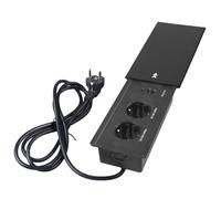 GOEDCH Enchufe Empotrable Mesa: Integrado de Escritorio de Aluminio Con Enchufes, USB y Type C, Tapa Deslizante y Cable de 1,8m para Oficina de Cocina