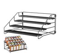 GOEDCH Estantería para especias de 4 niveles: estante plegable negro para especias, sin agujeros, organizador de especias Stapelba, estante de metal para especias ajustable, organizador de especias de