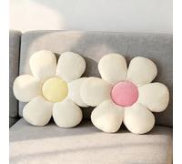 GOEDCH florCojín: 2 unidades de cojines de suelo de flores blancas, cojín de decoración de felpa en forma de flor, cojín de 40 cm, cojín de pétalos para sofá, silla, lindo cojín de felpa de flores