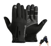GOEDCH Guantes de invierno: guantes negros cálidos para pantalla táctil, guantes de ciclismo impermeables para hombre y mujer, guantes de esquí a prueba de viento para correr, motocicleta, senderismo