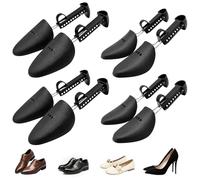 GOEDCH Hormas para Zapatos de Plástico: 4 Pares Ajustable Camilla para Zapatos con Muelle Espiral Metálico, Ensanchador de Zapatos para Hombres y Mujeres para Zapatillas y Zapatos Planos (Negro)