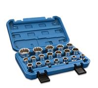 GOEDCH Juego de 19 llaves de vaso de 1/2 pulgadas XZN, juego de llaves de vaso de 8 a 32 mm, para spline de 12 caras, capacidad de 1/2 pulgadas, llave de vaso multidiente para aplicaciones de taller y