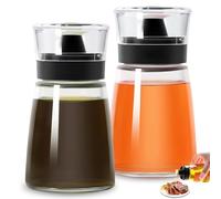 GOEDCH Juego de 2 botellas de aceite a prueba de fugas, con tapa de plástico, para salsa de soja, aliños para ensaladas, miel, botellas de aceite líquidas de 160 ml para exteriores, camping, cocina de