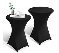 GOEDCH Juego de 2 fundas para mesa alta: 80 x 110 cm, elásticas, para mesas altas, con refuerzo en la zona de los pies, fundas elásticas para bar, bodas, fiestas de cumpleaños
